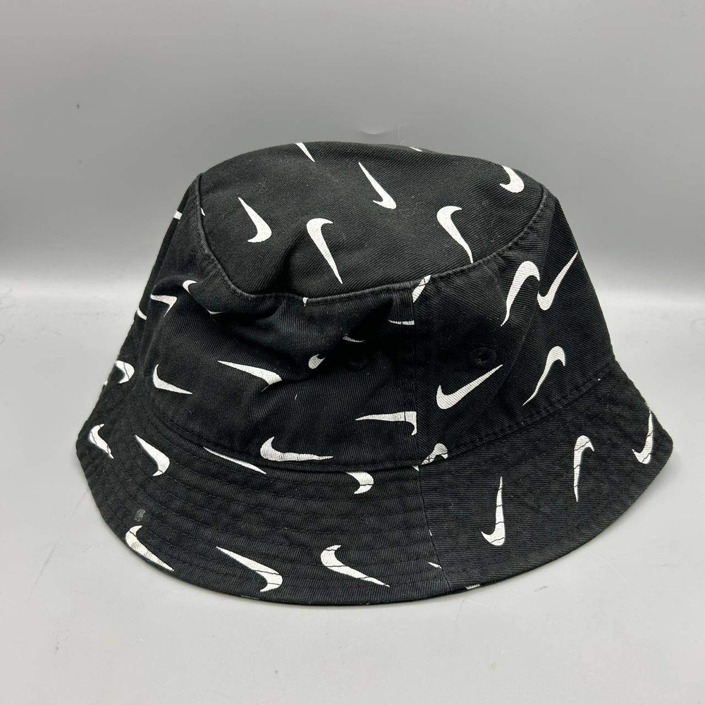 Nike Hat Child Black All Over Logo Bucket Cap Cotton